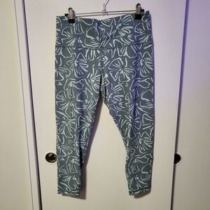 Athleta Green Floral Elation Textured 7/8 Tight Legging L